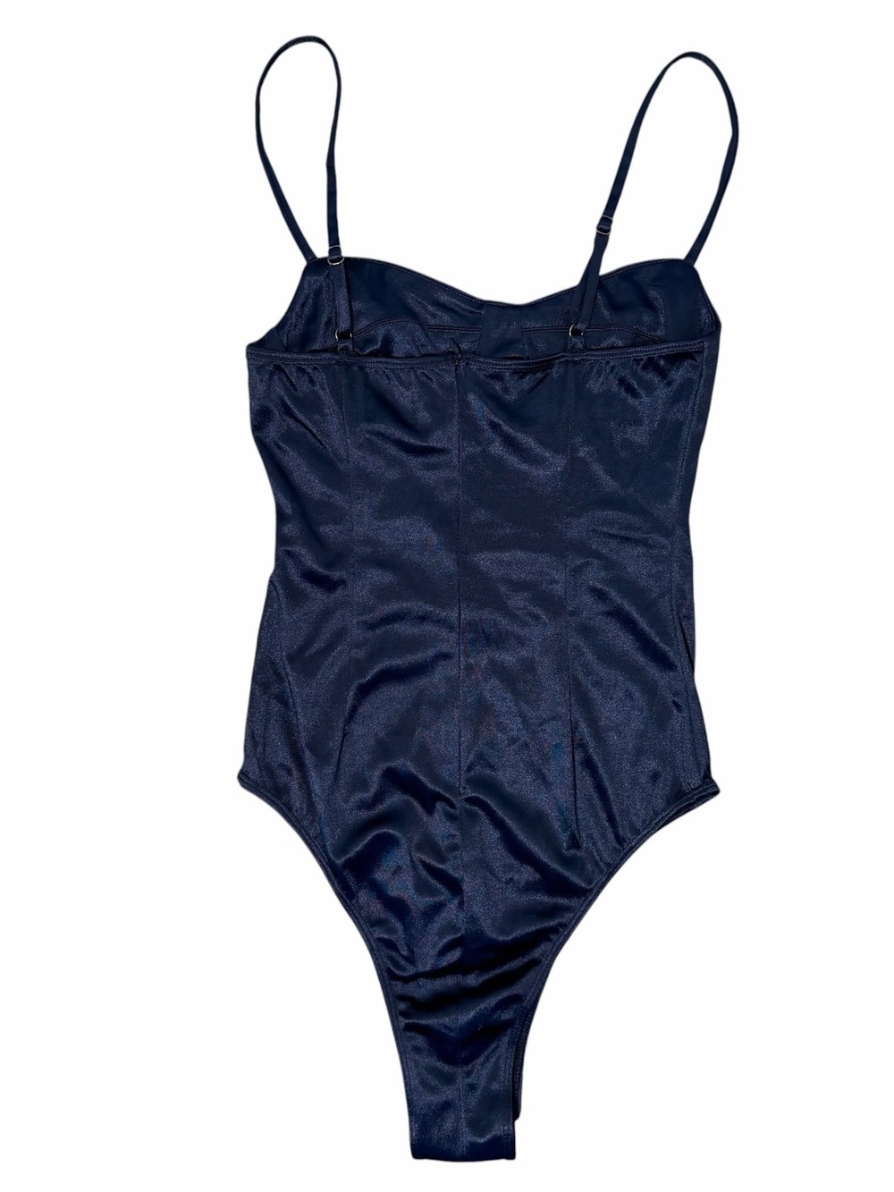 Princess Polly Navy Blue Satin Bodysuit - Picture 3 of 3